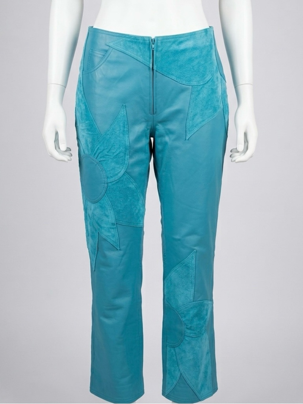 Vintage Metrostyle Turquoise Leather Pants Size 8 Western Y2K Statement
